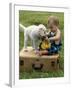 Baby Girl Playing with Puppy-Chris Lowe-Framed Premium Photographic Print