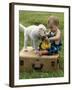 Baby Girl Playing with Puppy-Chris Lowe-Framed Premium Photographic Print