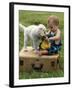 Baby Girl Playing with Puppy-Chris Lowe-Framed Premium Photographic Print