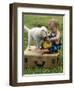 Baby Girl Playing with Puppy-Chris Lowe-Framed Premium Photographic Print