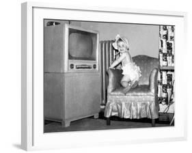 Baby Girl Wants to Watch Television, Ca. 1954-null-Framed Photographic Print