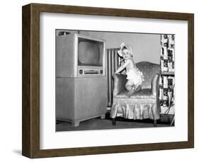 Baby Girl Wants to Watch Television, Ca. 1954-null-Framed Photographic Print