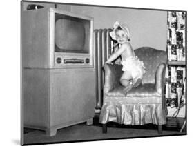 Baby Girl Wants to Watch Television, Ca. 1954-null-Mounted Photographic Print