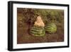 Baby Girl with Two Watermelons-null-Framed Premium Giclee Print