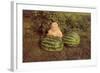 Baby Girl with Two Watermelons-null-Framed Art Print