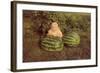 Baby Girl with Two Watermelons-null-Framed Art Print