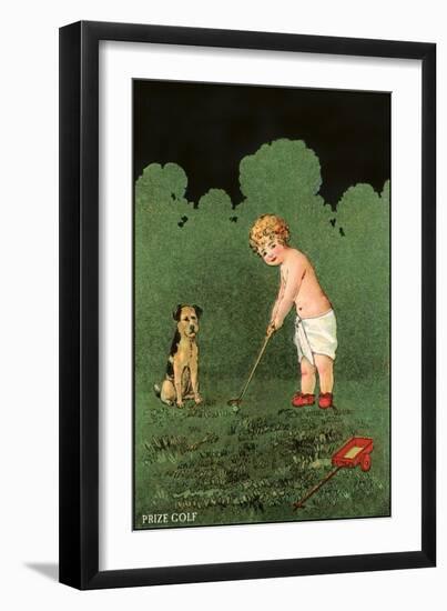 Baby in Diaper Putting-null-Framed Art Print