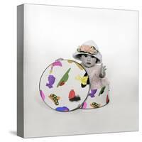 Baby in Hat Box Wearing the Hat from the Box-Nora Hernandez-Stretched Canvas
