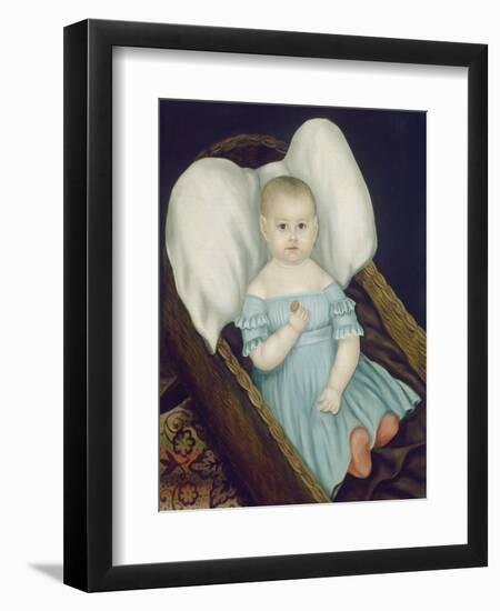 Baby in Wicker Basket, 1840-Joseph Whiting Stock-Framed Art Print