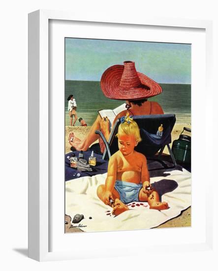 "Baby & Nail Polish", July 22, 1950-Stevan Dohanos-Framed Giclee Print