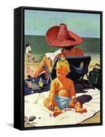 "Baby & Nail Polish", July 22, 1950-Stevan Dohanos-Framed Stretched Canvas