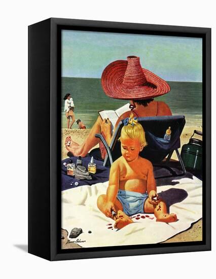 "Baby & Nail Polish", July 22, 1950-Stevan Dohanos-Framed Stretched Canvas