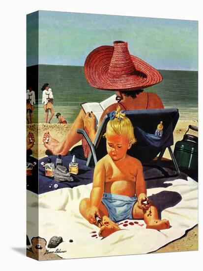 "Baby & Nail Polish", July 22, 1950-Stevan Dohanos-Stretched Canvas