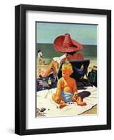 "Baby & Nail Polish", July 22, 1950-Stevan Dohanos-Framed Giclee Print