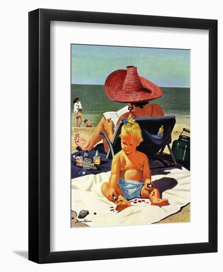 "Baby & Nail Polish", July 22, 1950-Stevan Dohanos-Framed Giclee Print