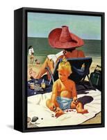 "Baby & Nail Polish", July 22, 1950-Stevan Dohanos-Framed Stretched Canvas