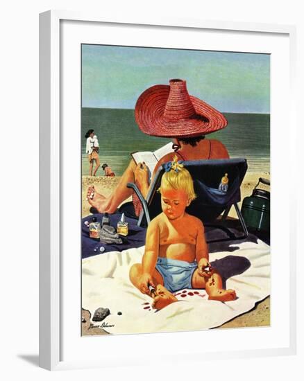 "Baby & Nail Polish", July 22, 1950-Stevan Dohanos-Framed Giclee Print
