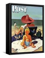 "Baby & Nail Polish" Saturday Evening Post Cover, July 22, 1950-Stevan Dohanos-Framed Stretched Canvas