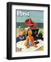 "Baby & Nail Polish" Saturday Evening Post Cover, July 22, 1950-Stevan Dohanos-Framed Premium Giclee Print