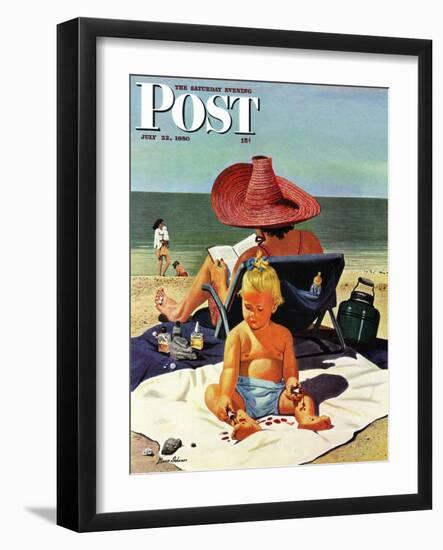 "Baby & Nail Polish" Saturday Evening Post Cover, July 22, 1950-Stevan Dohanos-Framed Giclee Print
