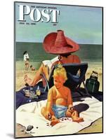 "Baby & Nail Polish" Saturday Evening Post Cover, July 22, 1950-Stevan Dohanos-Mounted Giclee Print