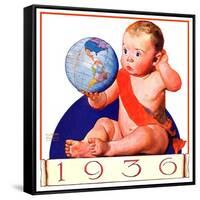 "Baby New Year 1936,"January 1, 1936-William Meade Prince-Framed Stretched Canvas