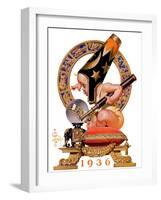 "Baby New Year and Crystal Ball,"January 4, 1936-Joseph Christian Leyendecker-Framed Giclee Print