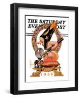 "Baby New Year and Crystal Ball," Saturday Evening Post Cover, January 4, 1936-Joseph Christian Leyendecker-Framed Giclee Print