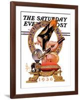 "Baby New Year and Crystal Ball," Saturday Evening Post Cover, January 4, 1936-Joseph Christian Leyendecker-Framed Giclee Print