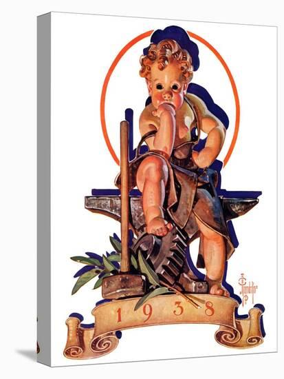 "Baby New Year at Forge,"January 1, 1938-Joseph Christian Leyendecker-Stretched Canvas