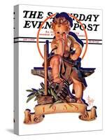 "Baby New Year at Forge," Saturday Evening Post Cover, January 1, 1938-Joseph Christian Leyendecker-Stretched Canvas