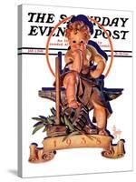 "Baby New Year at Forge," Saturday Evening Post Cover, January 1, 1938-Joseph Christian Leyendecker-Stretched Canvas