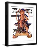 "Baby New Year at Forge," Saturday Evening Post Cover, January 1, 1938-Joseph Christian Leyendecker-Framed Giclee Print