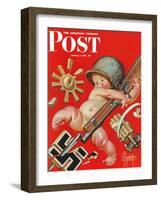 "Baby New Year at War," Saturday Evening Post Cover, January 2, 1943-Joseph Christian Leyendecker-Framed Premium Giclee Print