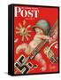 "Baby New Year at War," Saturday Evening Post Cover, January 2, 1943-Joseph Christian Leyendecker-Framed Stretched Canvas