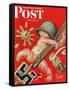 "Baby New Year at War," Saturday Evening Post Cover, January 2, 1943-Joseph Christian Leyendecker-Framed Stretched Canvas