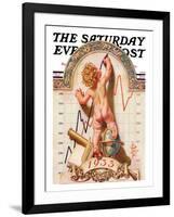 "Baby New Year Charting 1933," Saturday Evening Post Cover, December 31, 1932-Joseph Christian Leyendecker-Framed Giclee Print