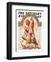 "Baby New Year Charting 1933," Saturday Evening Post Cover, December 31, 1932-Joseph Christian Leyendecker-Framed Giclee Print