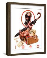 "Baby New Year Ready for War,"December 30, 1939-Joseph Christian Leyendecker-Framed Giclee Print