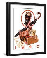 "Baby New Year Ready for War,"December 30, 1939-Joseph Christian Leyendecker-Framed Giclee Print