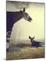 Baby Okapi Sitting on Mat of Straw as Its Mother Looks on at Parc Zooligique of Vincennes-Loomis Dean-Mounted Photographic Print