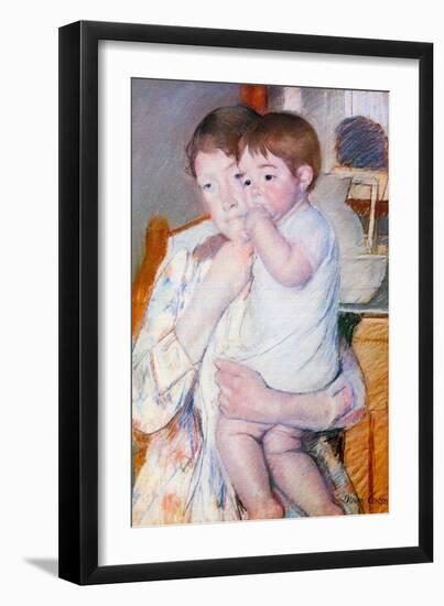 Baby on the Arm of Her Mother-Mary Cassatt-Framed Art Print