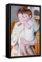 Baby on the Arm of Her Mother-Mary Cassatt-Framed Stretched Canvas