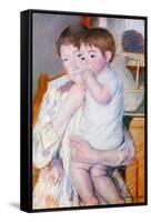 Baby on the Arm of Her Mother-Mary Cassatt-Framed Stretched Canvas