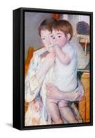 Baby On The Arm of Her Mother-Mary Cassatt-Framed Stretched Canvas
