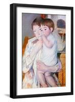 Baby On The Arm of Her Mother-Mary Cassatt-Framed Art Print