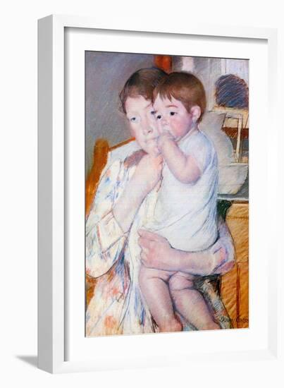 Baby On The Arm of Her Mother-Mary Cassatt-Framed Art Print