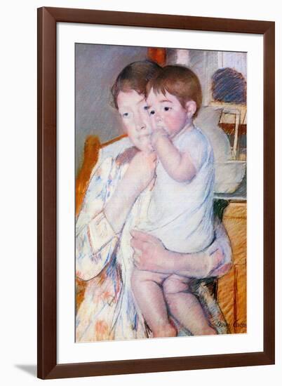 Baby On The Arm of Her Mother-Mary Cassatt-Framed Art Print