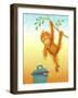 Baby Orangutan and Basket of Fruit-April Hartmann-Framed Giclee Print