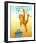 Baby Orangutan and Basket of Fruit-April Hartmann-Framed Giclee Print